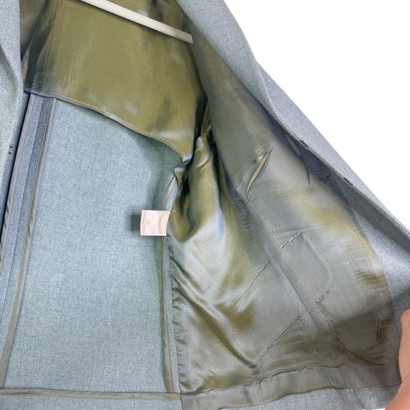 Akris Punto Sumptuous Aqua Jacket 100% Wool Light Blue Hook & Eye Flaws US 12 - Picture 7 of 16